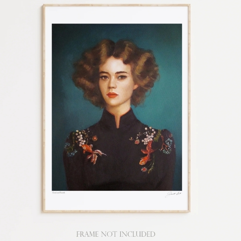 JANET HILL Comet And Ornada Art Print with Floral Details Canadian Artist
